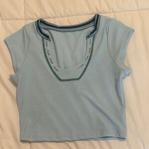 Blue Ribbed Women's Top